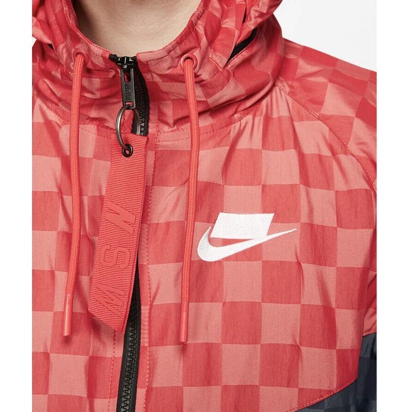 NIKE NSW Windrunner Checkered Black Red Jacket L - Picture 5 of 12